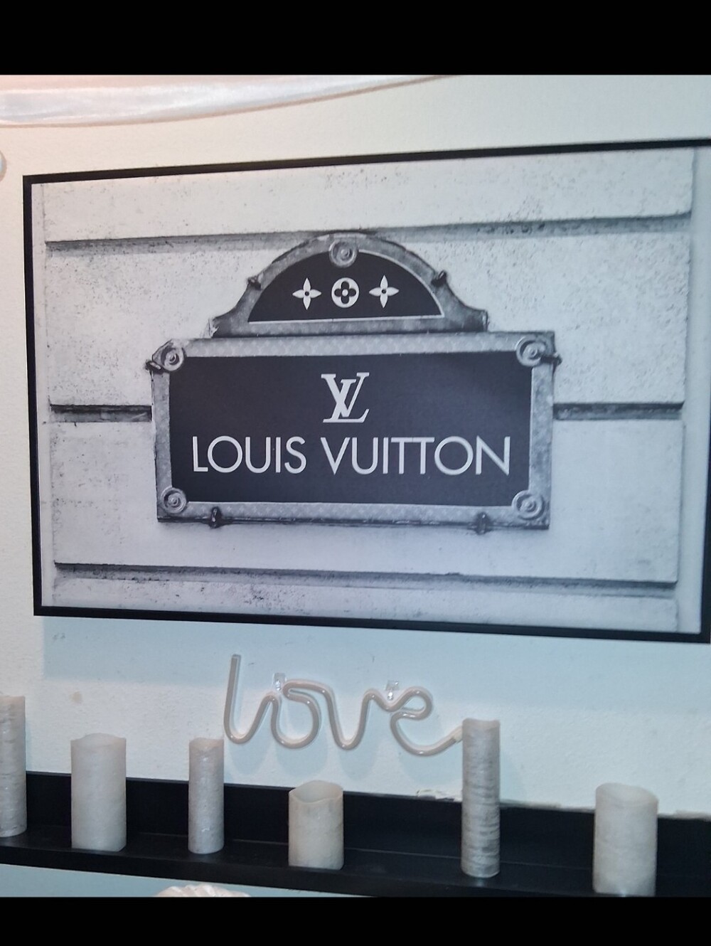 New LV Store Front Iconic Blk & Wht Canvas Framed 24x36